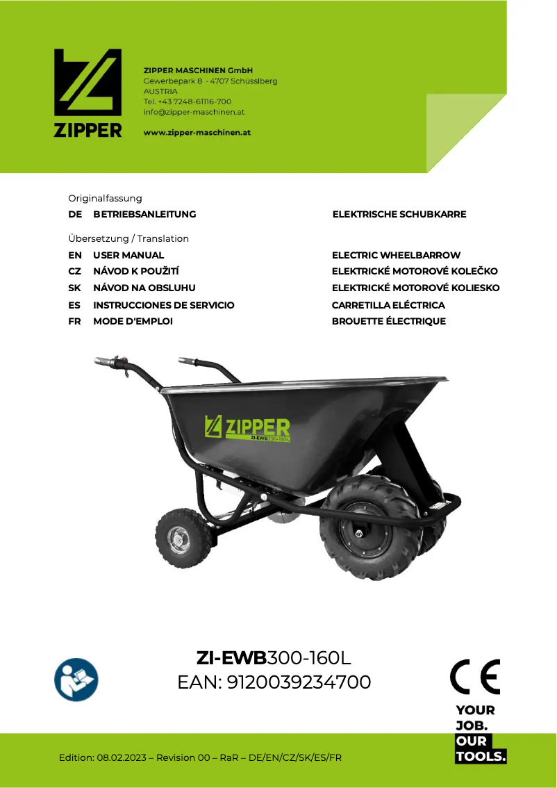 Page 1 de la notice Manuel utilisateur Zipper ZI-EWB300-160L