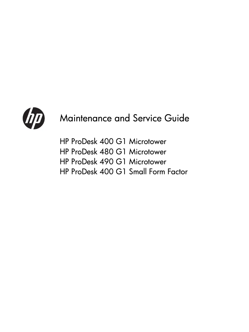 Page n°1 - Manuel utilisateur HP ProDesk 400 G1 SFF Bundle