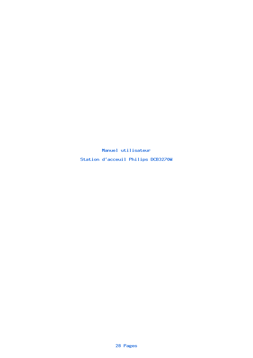 Page 1 de la notice Manuel utilisateur Philips DCB3270W
