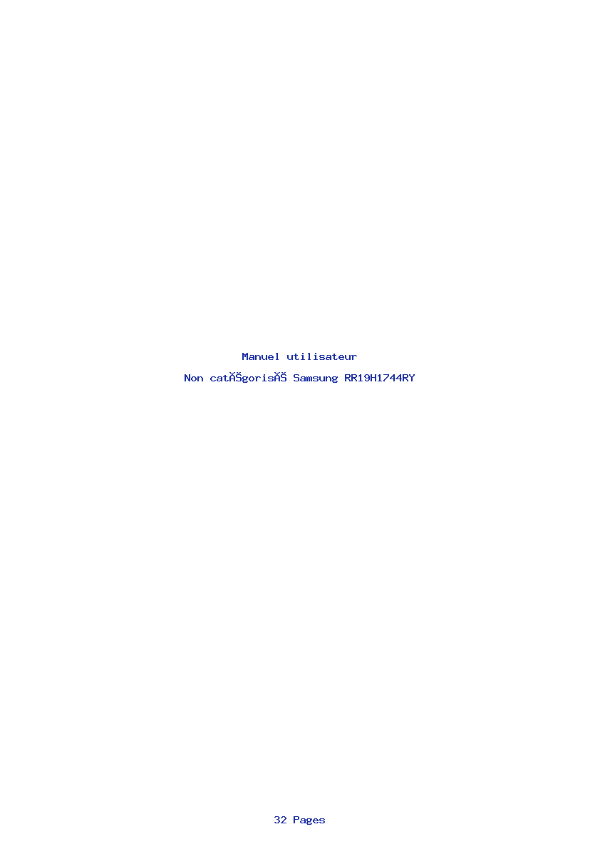 Page 1 de la notice Manuel utilisateur Samsung RR19H1744RY