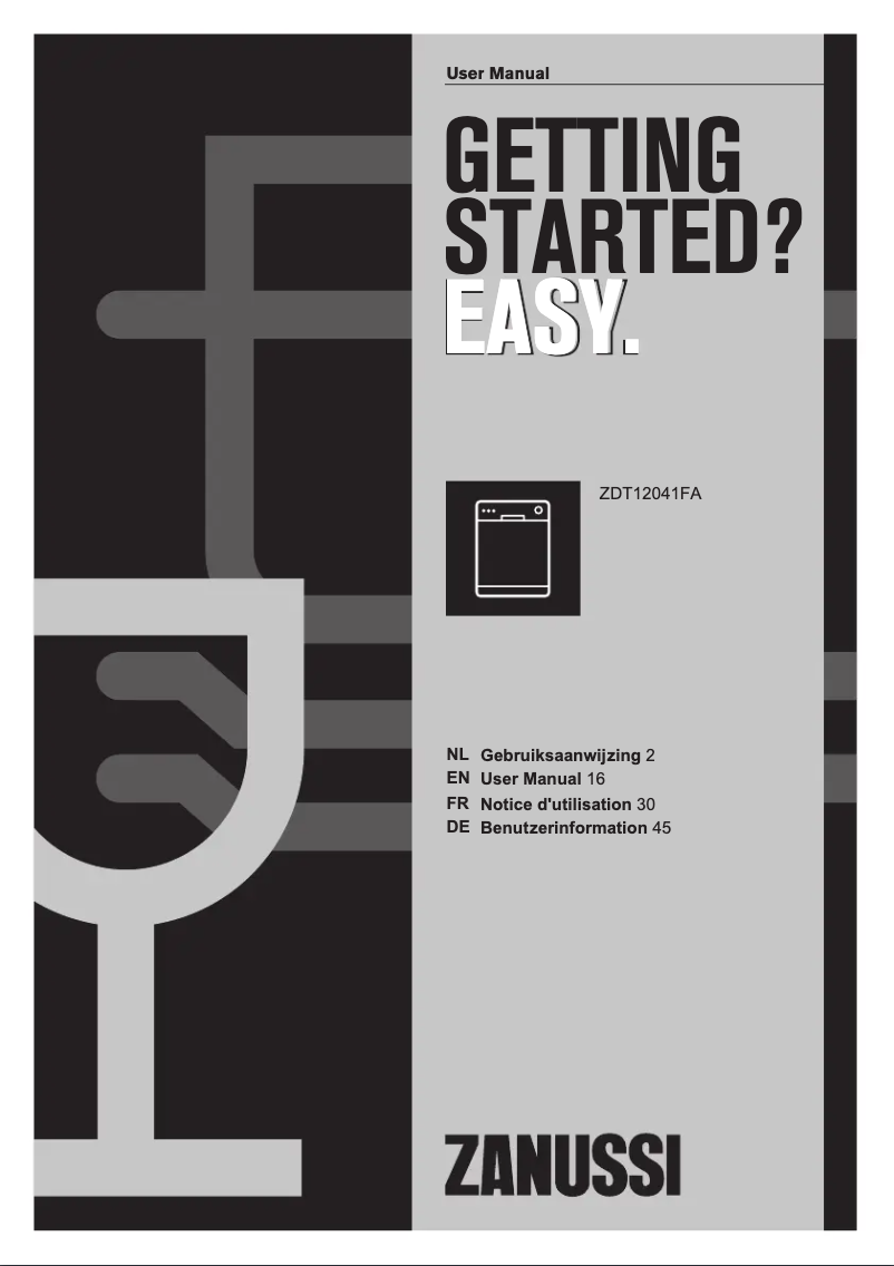 Page 1 de la notice Manuel utilisateur Zanussi ZDT12041FA