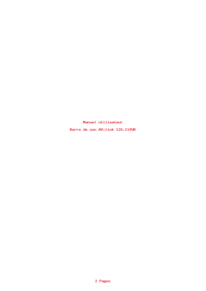 Page 1 de la notice Manuel utilisateur AV:link 120.110UK