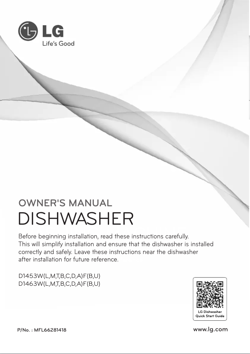 Page 1 de la notice Manuel utilisateur LG D1453WF