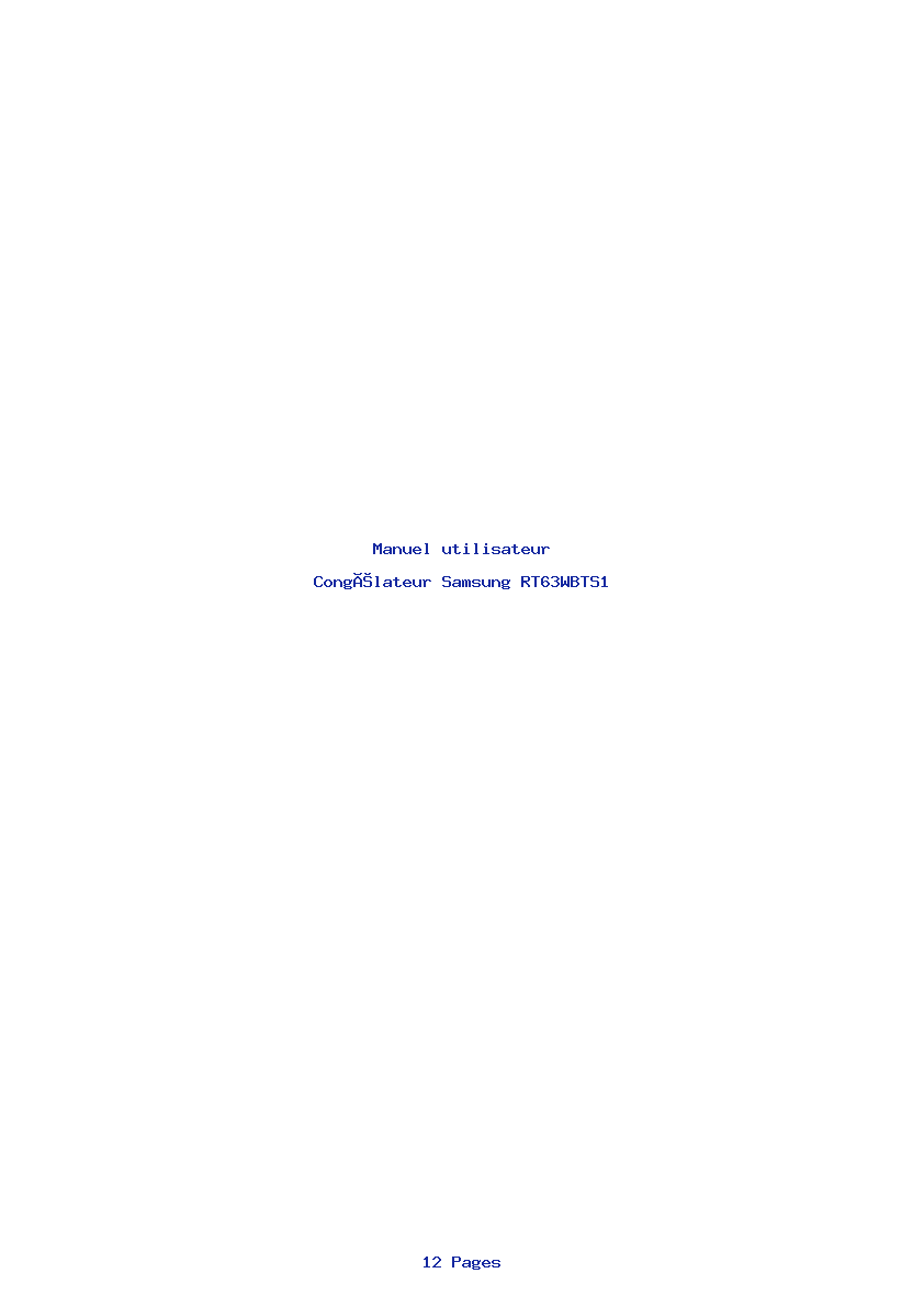 Page 1 de la notice Manuel utilisateur Samsung RT63WBTS1
