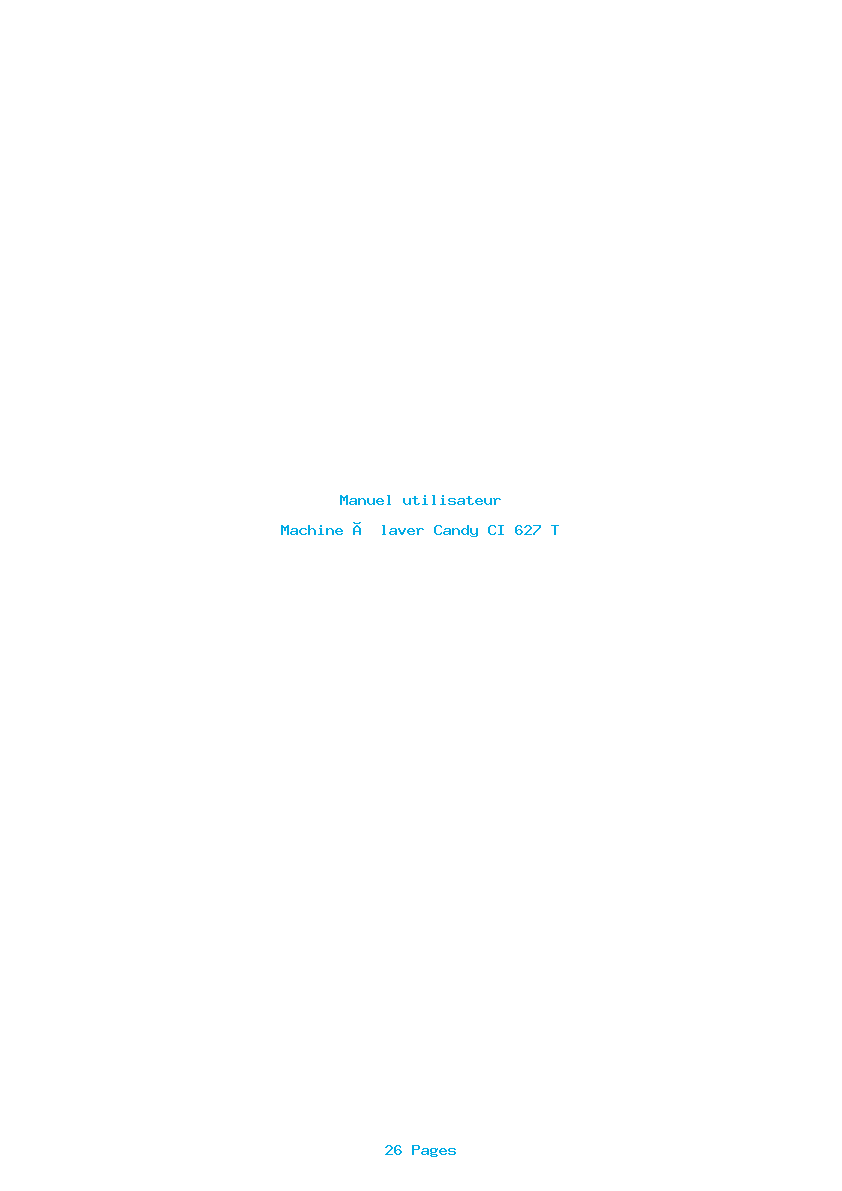 Page 1 de la notice Manuel utilisateur Candy CI 627 T