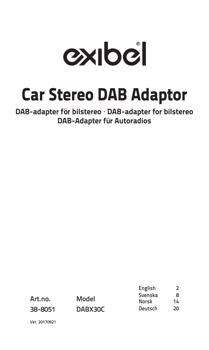 Page 1 de la notice Manuel utilisateur Exibel DABX30C