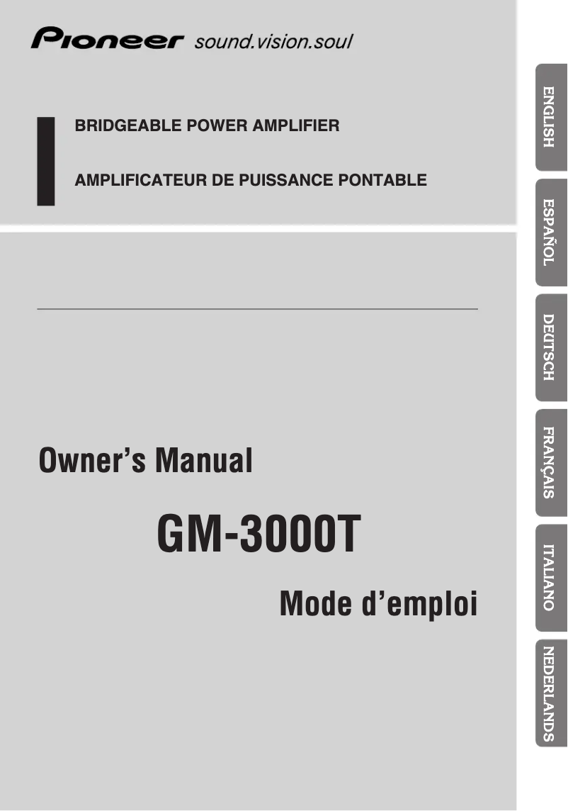 Page 1 of the manual User Manual Pioneer GM-3000T