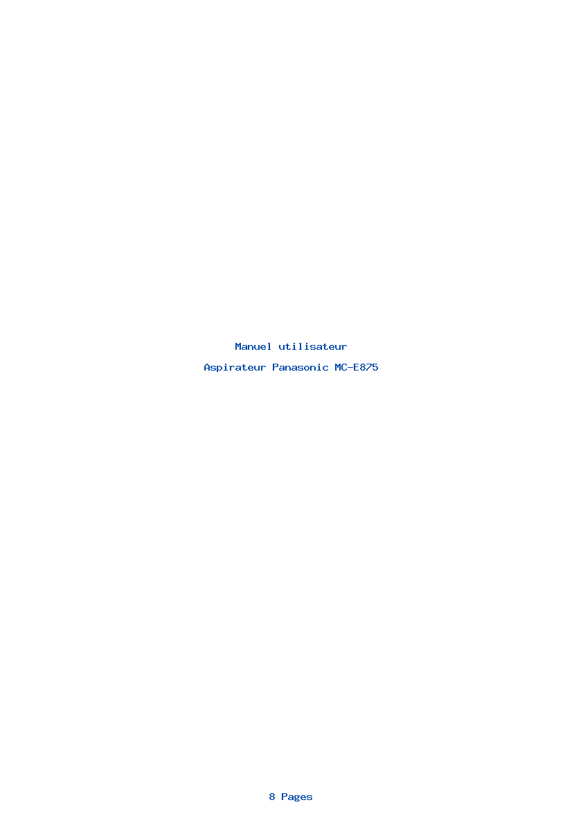 Page 1 de la notice Manuel utilisateur Panasonic MC-E875