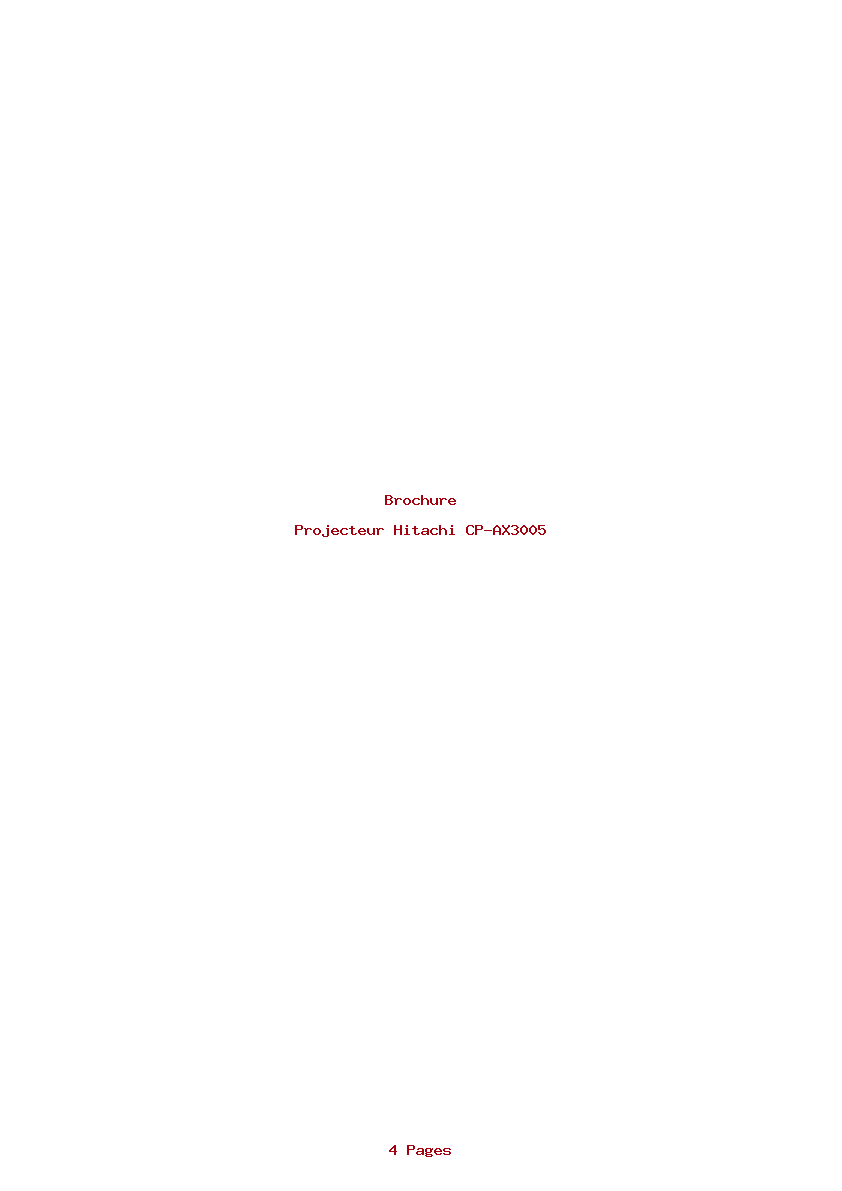 Page 1 de la notice Brochure Hitachi CP-AX3005