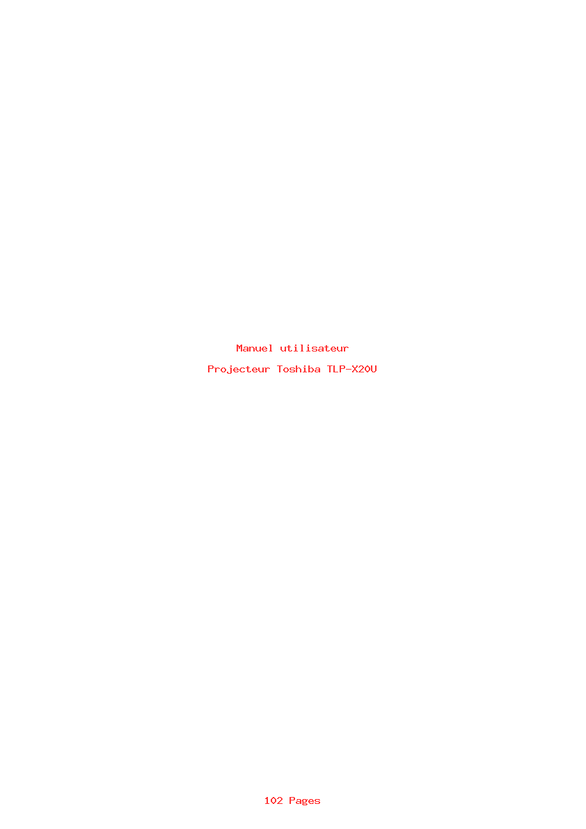 Page 1 de la notice Manuel utilisateur Toshiba TLP-X20U