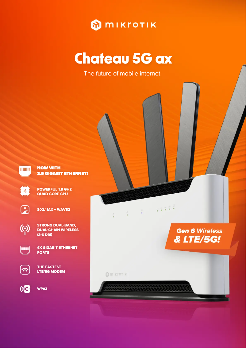 Page 1 de la notice Brochure Mikrotik Chateau 5G ax