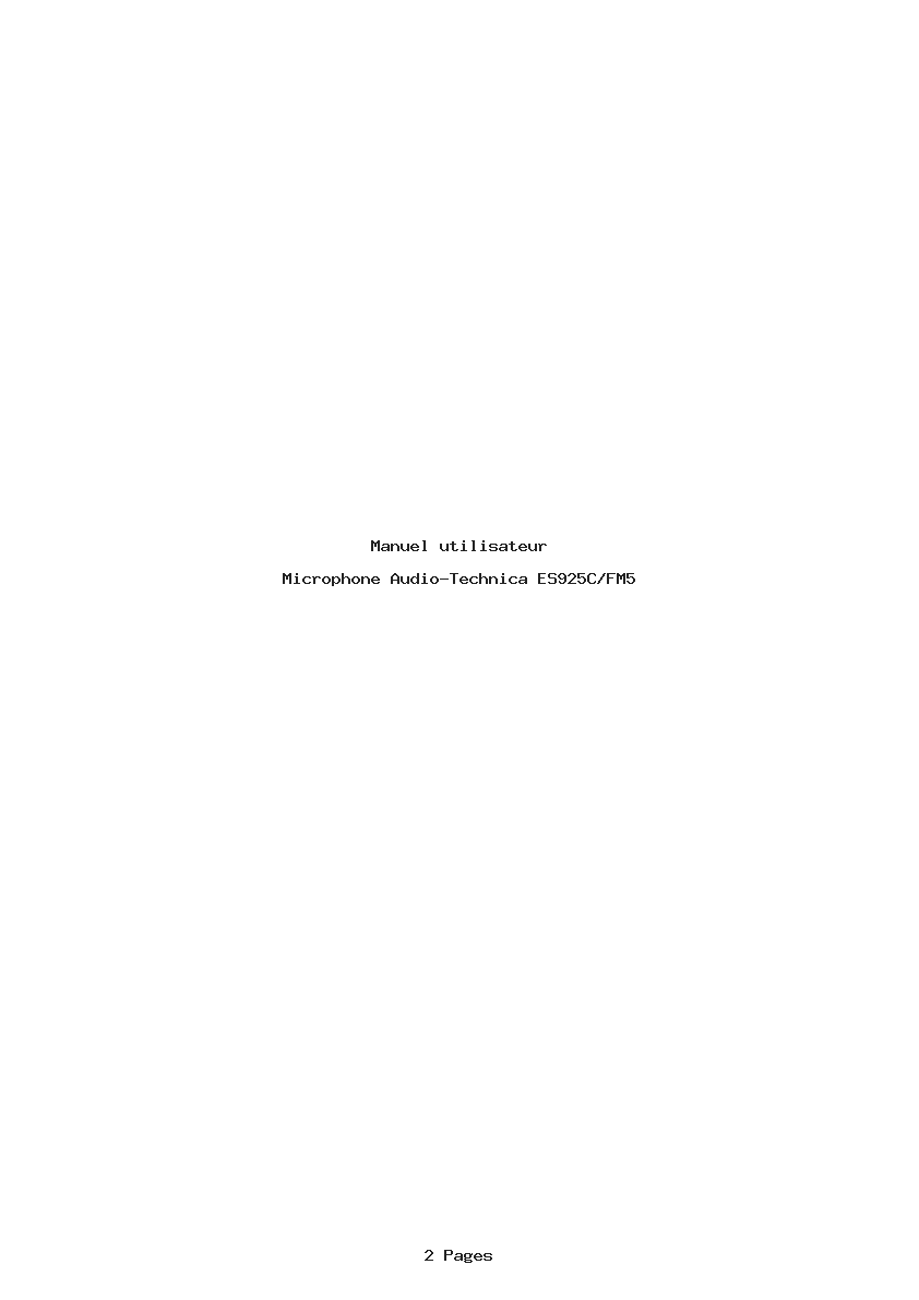 Page 1 de la notice Manuel utilisateur Audio-Technica ES925C/FM5