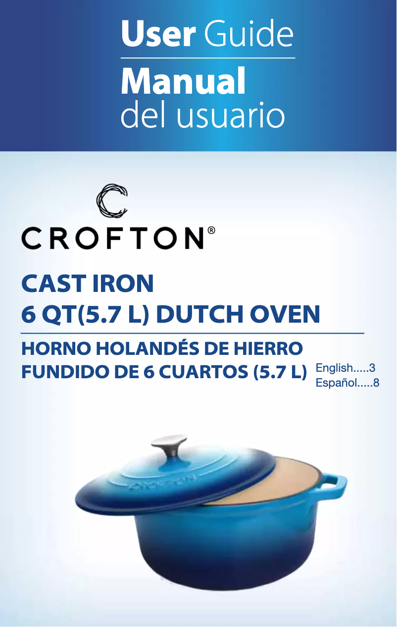Página 1 del manual Manual de usuario Crofton Cast Iron 6 Qt. Dutch Oven