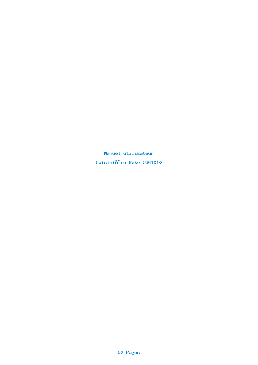 Page 1 de la notice Manuel utilisateur Beko CG61010