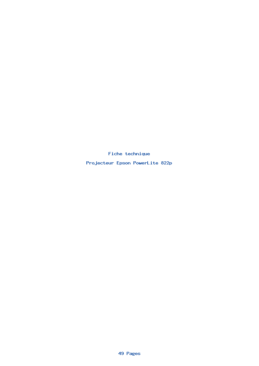 Image de la première page du manuel de l'appareil PowerLite 822p
