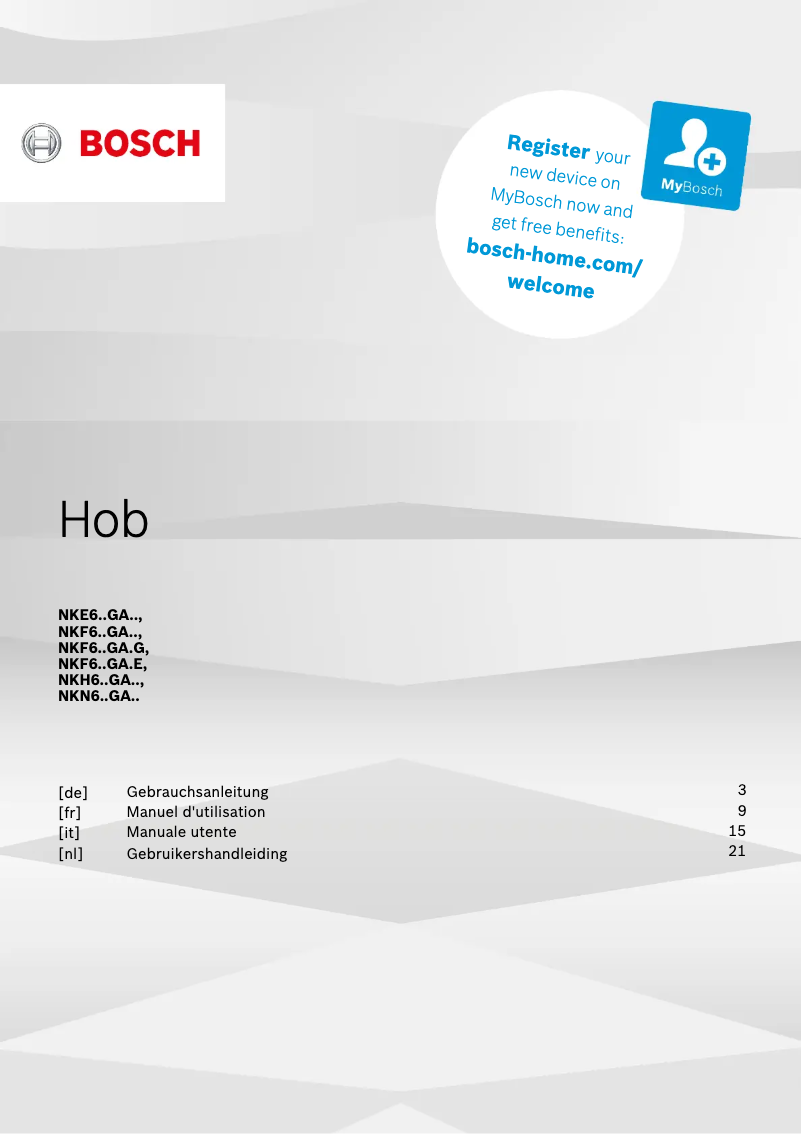 Page 1 de la notice Manuel utilisateur Bosch NKN645GA2E