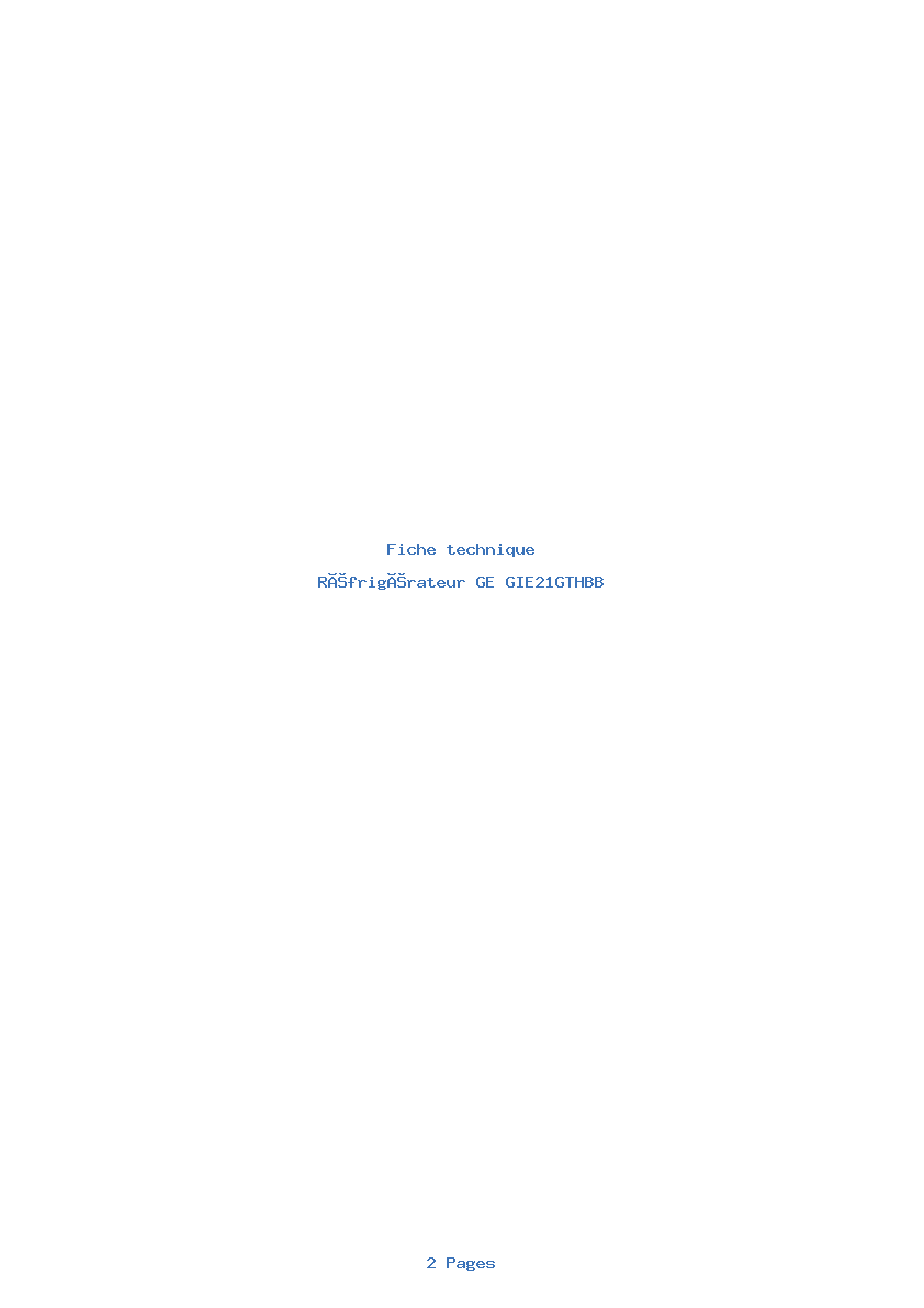 Page 1 de la notice Fiche technique GE GIE21GTHBB