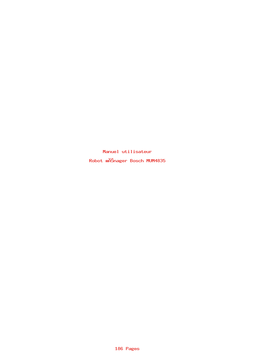 Page 1 de la notice Manuel utilisateur Bosch MUM4835