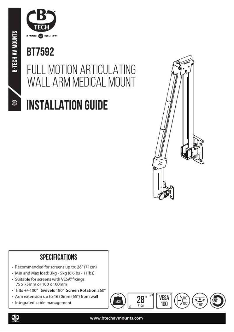 Page 1 of the manual Installation Guide B-Tech BT7592