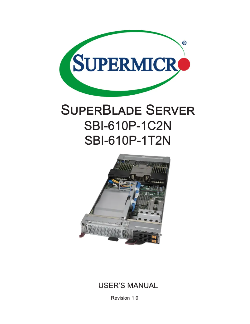 Page 1 de la notice Manuel utilisateur Supermicro SuperBlade SBI-610P-1C2N