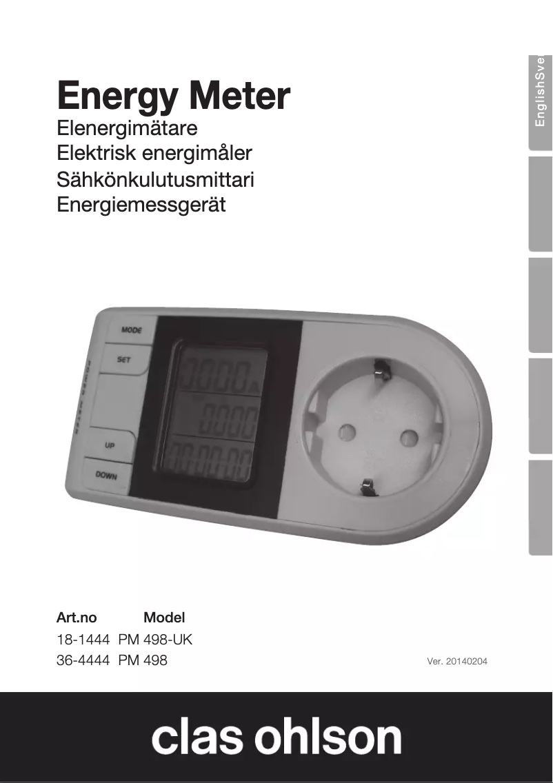 Page 1 de la notice Manuel utilisateur Clas Ohlson PM 498