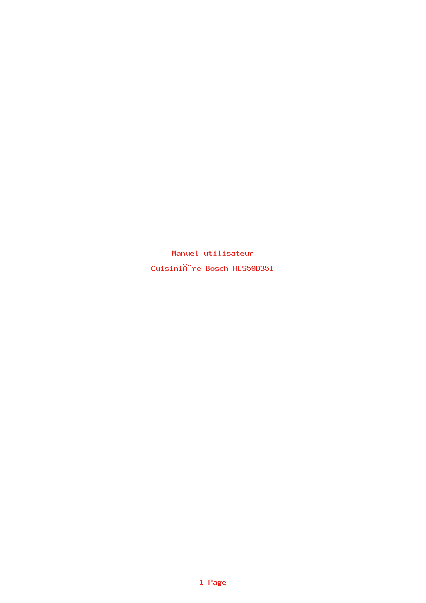 Page 1 de la notice Manuel utilisateur Bosch HLS59D351