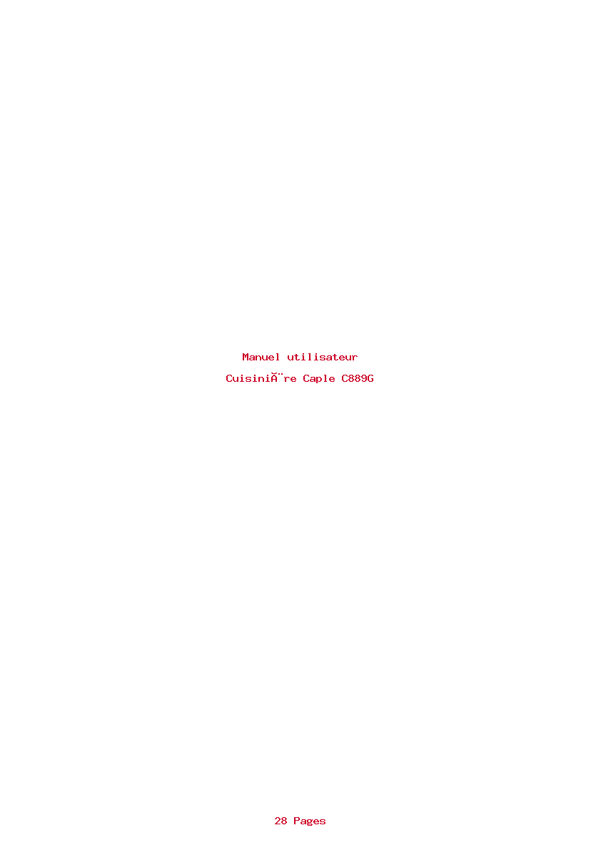 Page 1 de la notice Manuel utilisateur Caple C889G