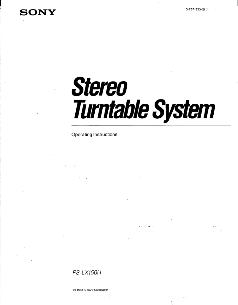Page 1 de la notice Manuel utilisateur Sony PS-LX150H