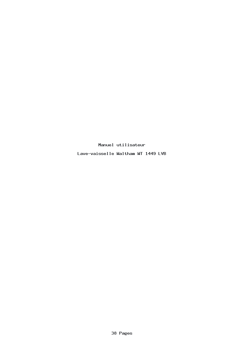 Page 1 de la notice Manuel utilisateur Waltham WT 1449 LVB