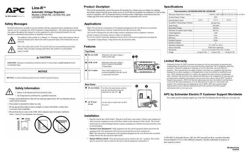 Página 1 del manual Manual de usuario APC Line R 1500VA