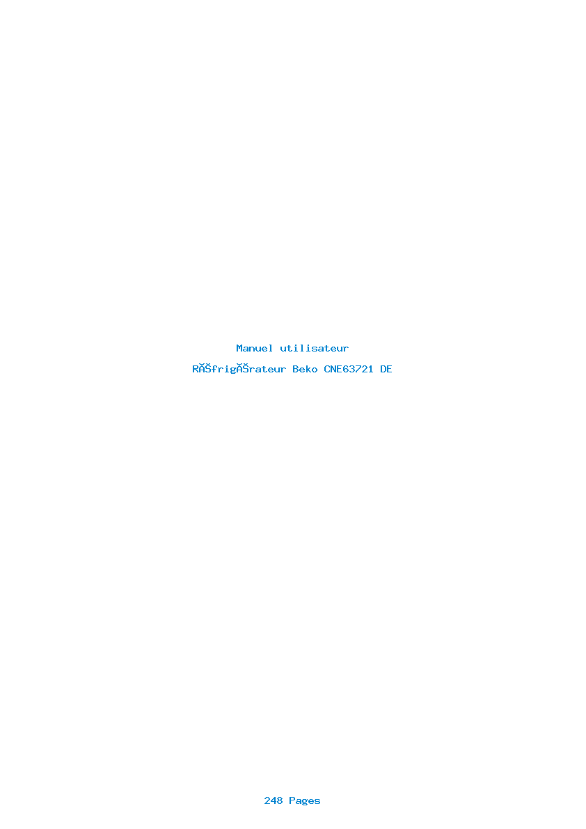 Page 1 de la notice Manuel utilisateur Beko CNE63721 DE