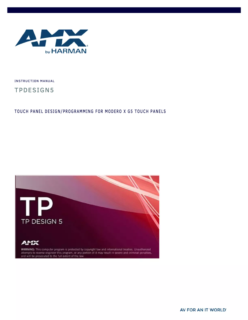 Page 1 de la notice Manuel utilisateur AMX TPDesign5