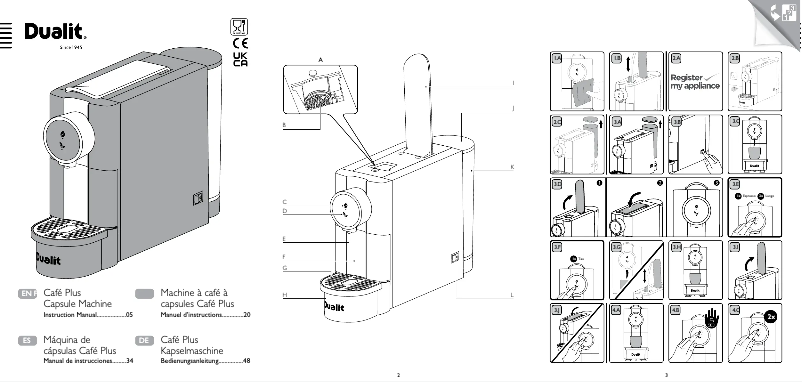 Page 1 de la notice Manuel utilisateur Dualit Café Plus