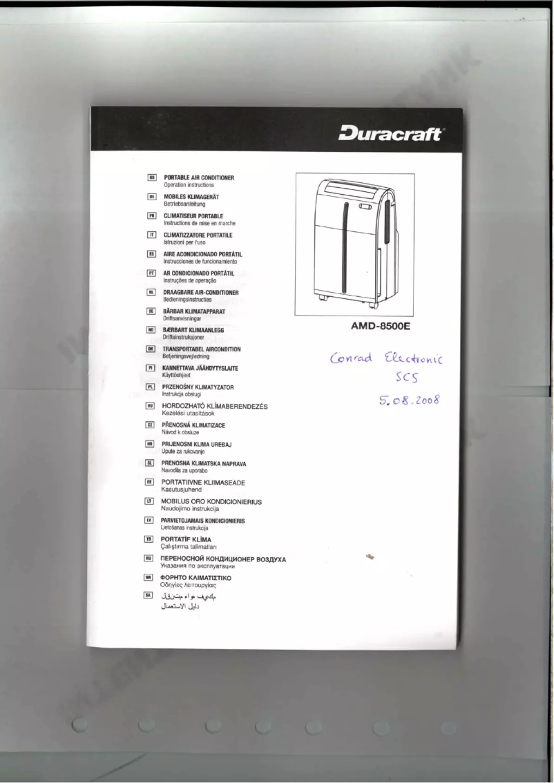 Page 1 de la notice Manuel utilisateur Duracraft AMD8500E