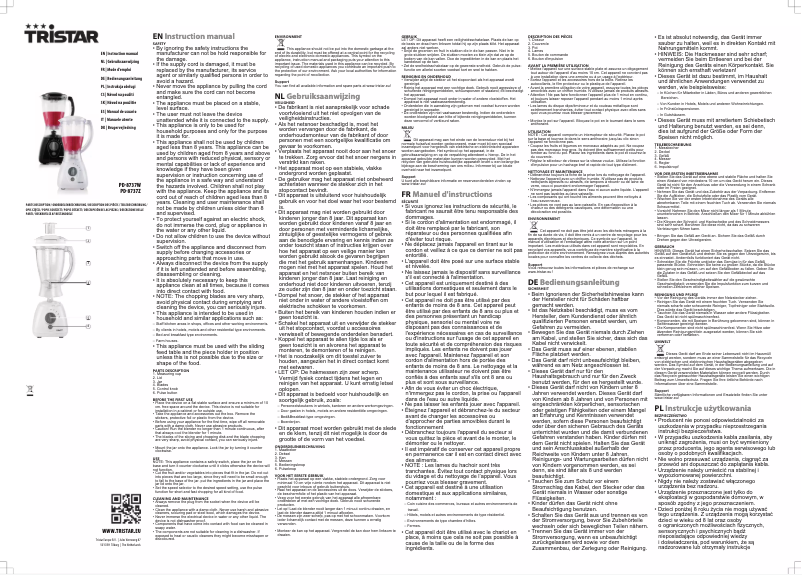 Page 1 de la notice Manuel utilisateur TriStar PD-8737Z