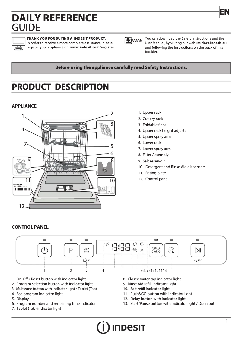 Página 1 del manual Manual de usuario Indesit DFO 3T133 A F X