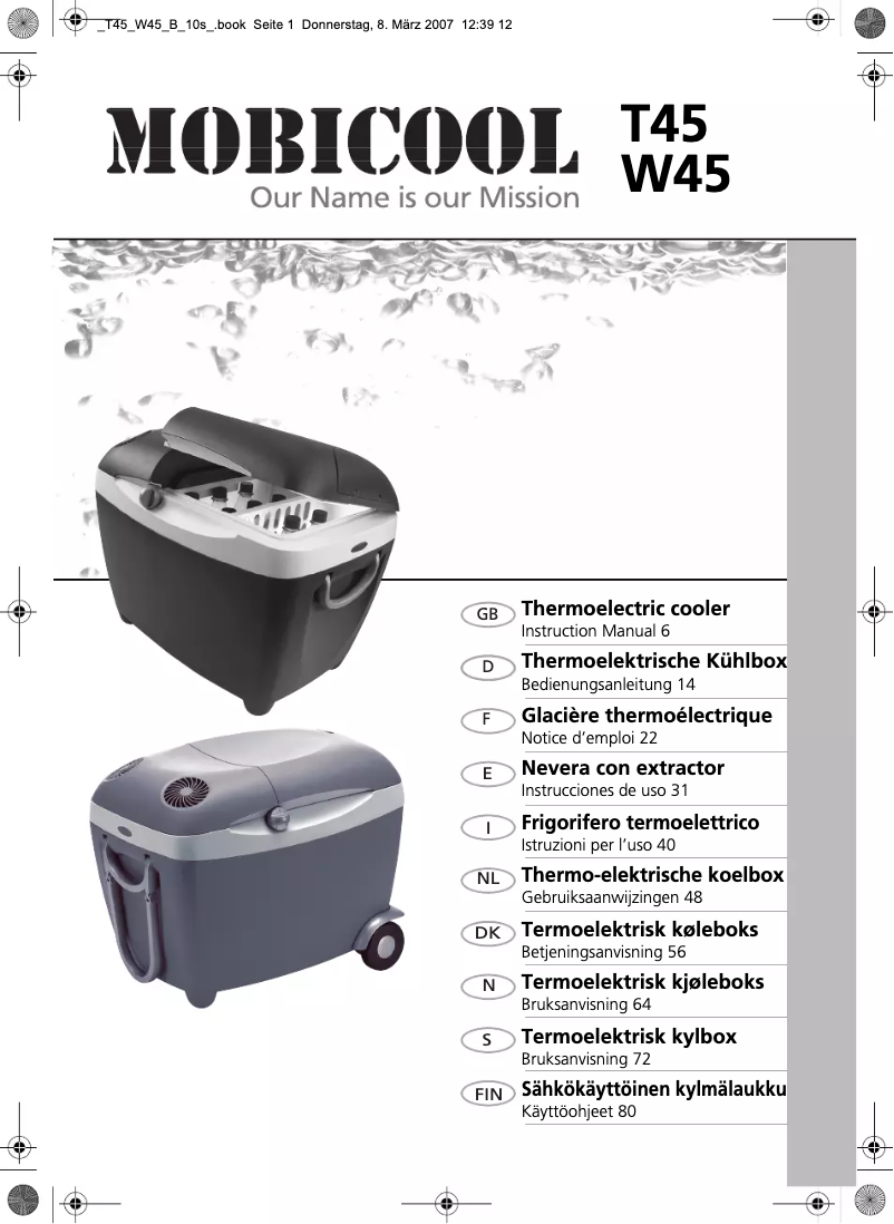 Page 1 de la notice Manuel utilisateur Dometic Mobicool T45
