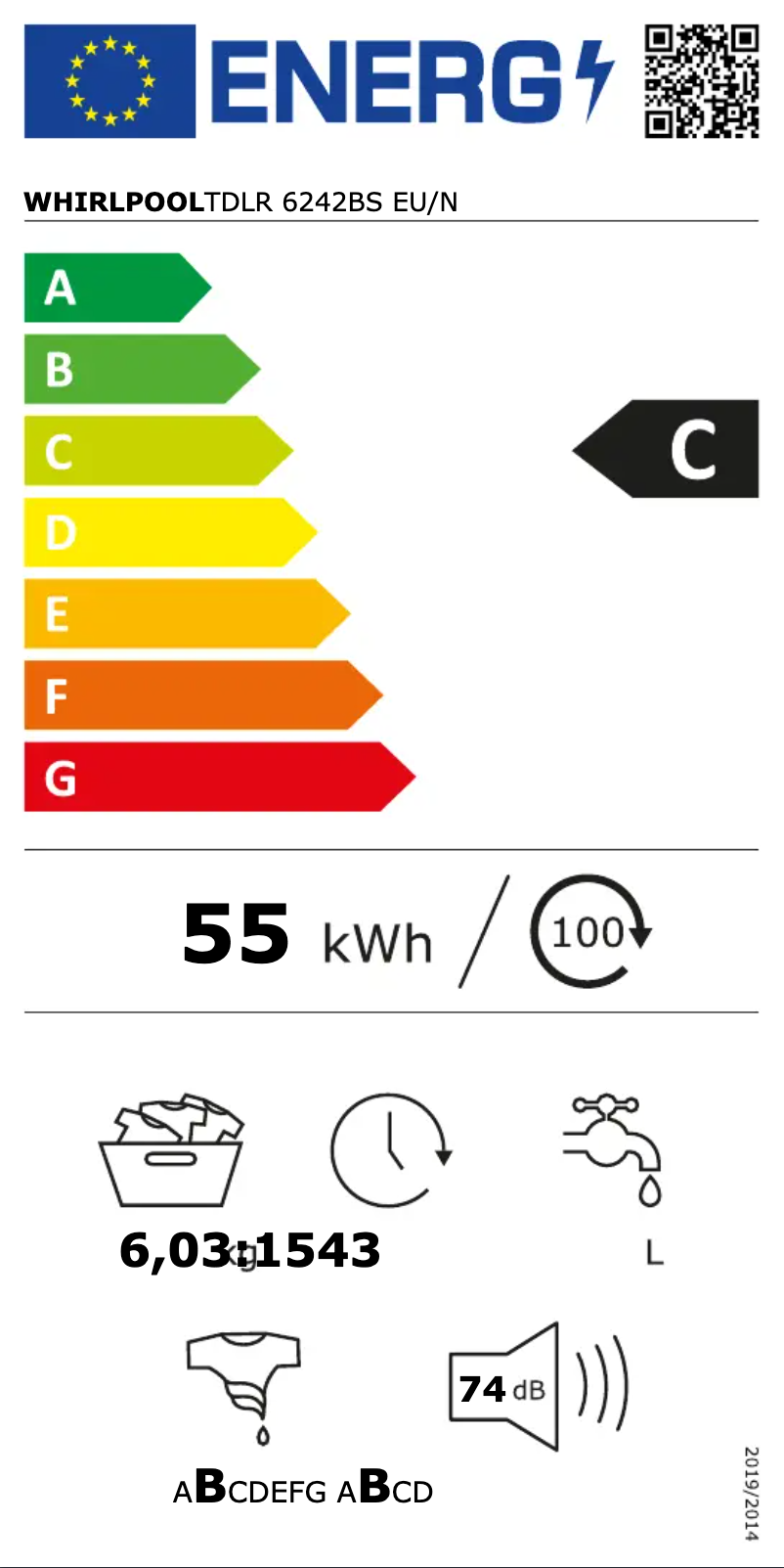 Page 1 de la notice Manuel utilisateur Whirlpool TDLR 6242BS EU/N