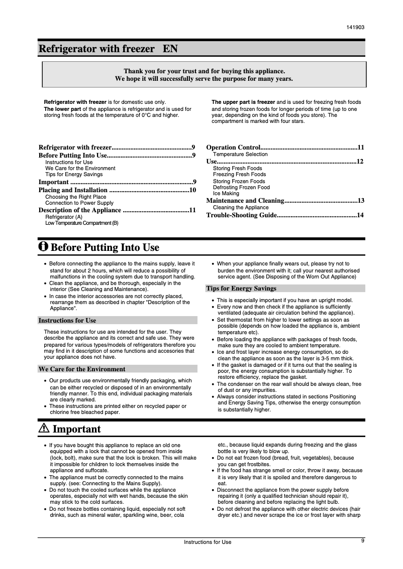 Page 1 de la notice Manuel utilisateur Gorenje R2746OPLB