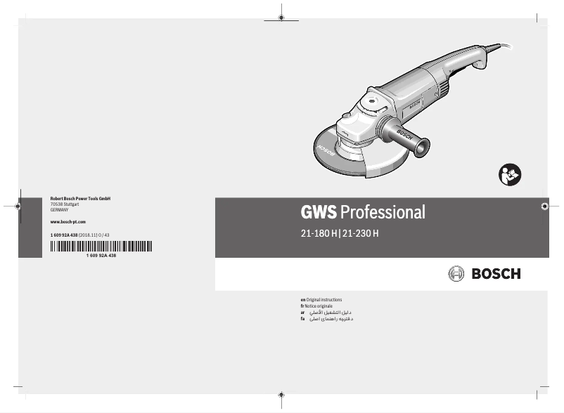 Page 1 of the manual User Manual Bosch GWS 21-230 H Professional
