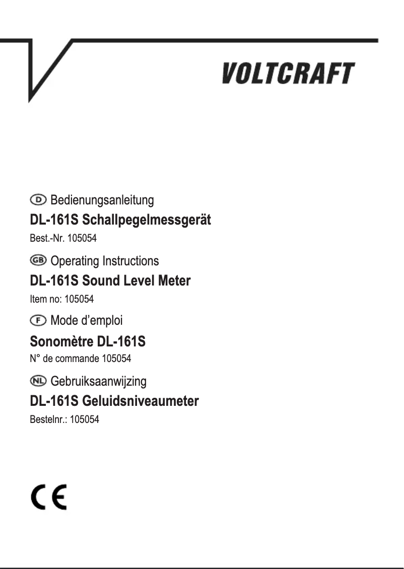 Page 1 de la notice Manuel utilisateur Voltcraft DL-161S
