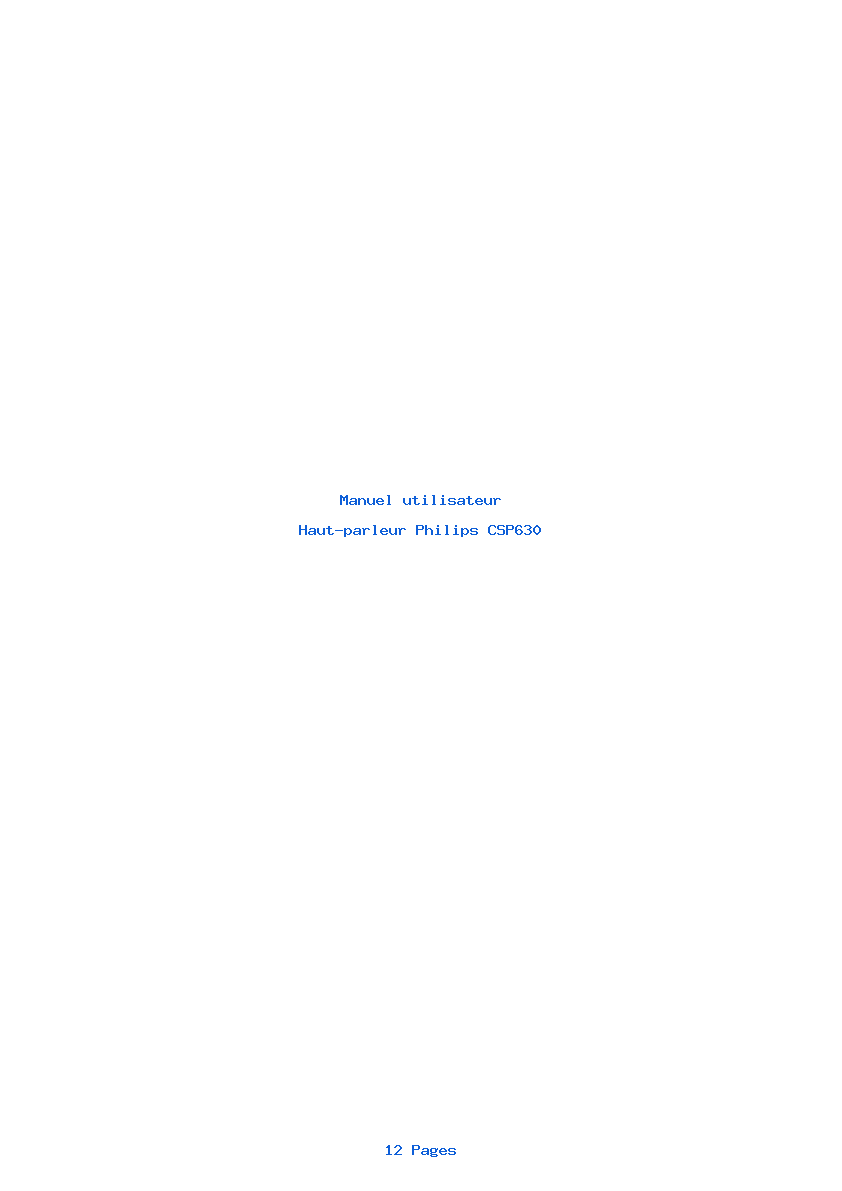 Page 1 de la notice Manuel utilisateur Philips CSP630