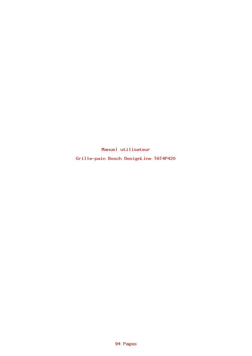 Page 1 de la notice Manuel utilisateur Bosch DesignLine TAT4P420