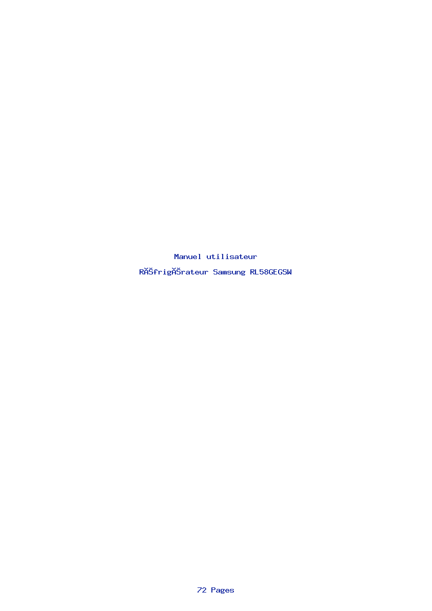 Page 1 de la notice Manuel utilisateur Samsung RL58GEGSW
