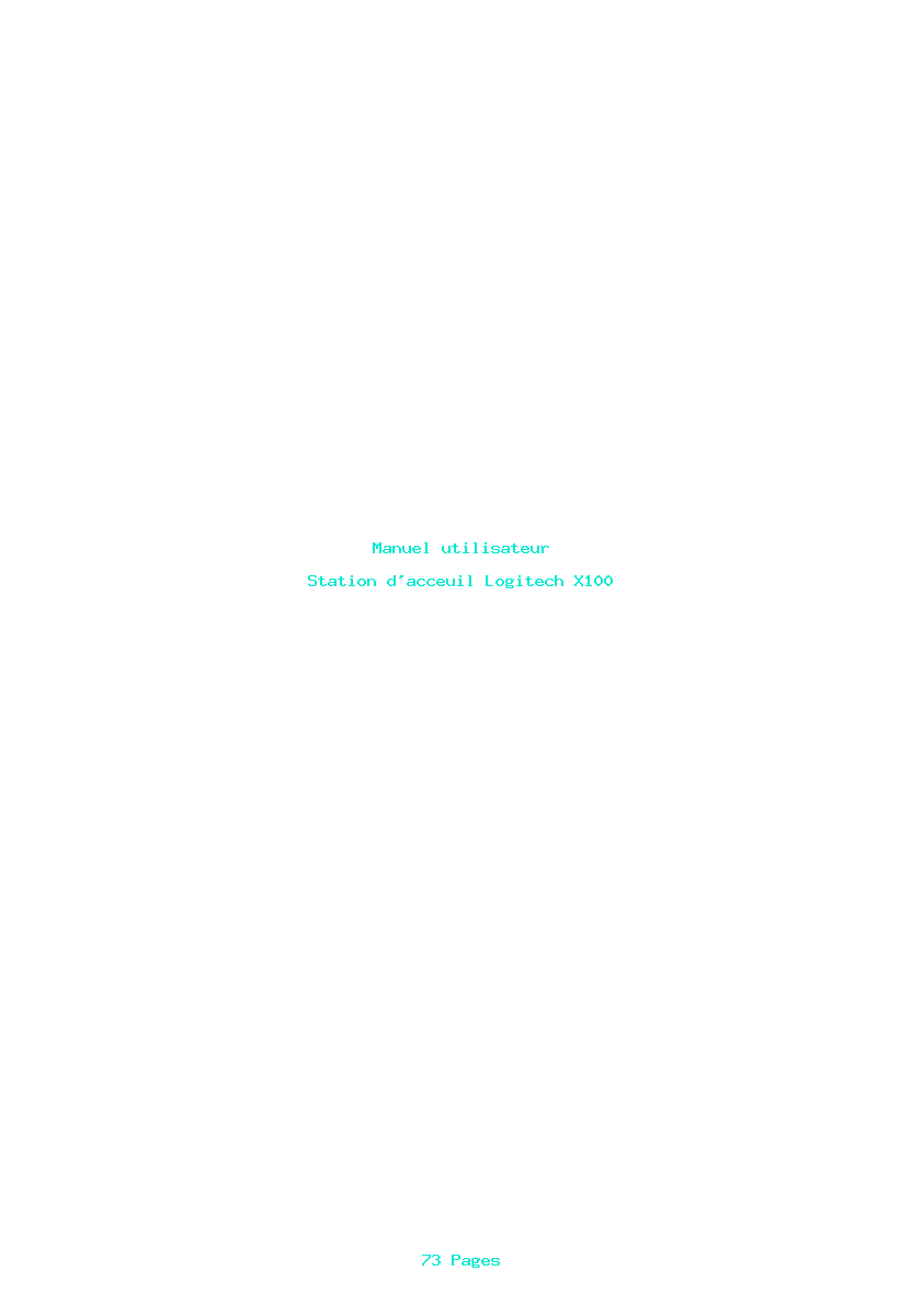Page 1 de la notice Manuel utilisateur Logitech X100