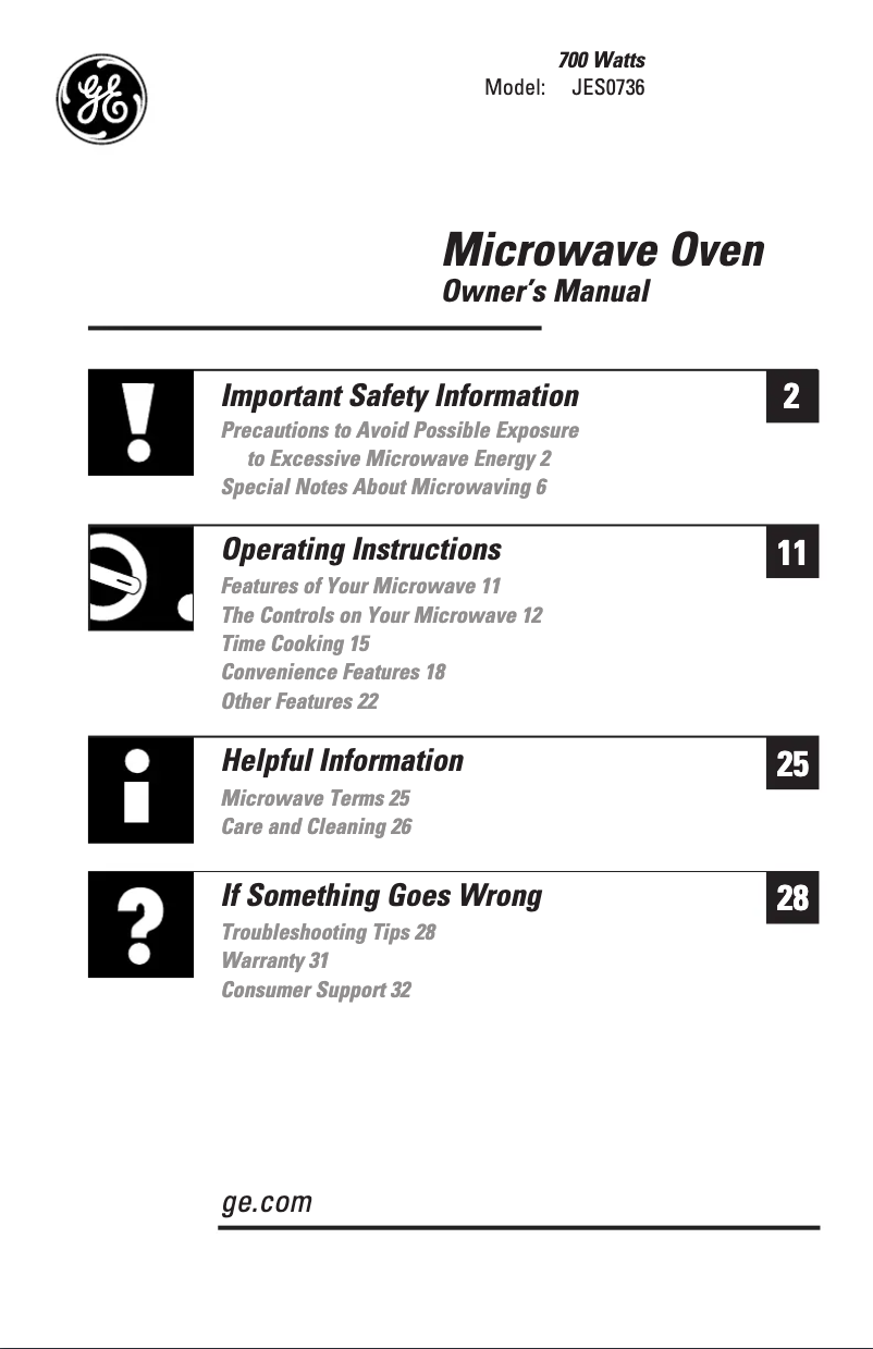 Page n°1 - Manuel utilisateur GE JES 0736