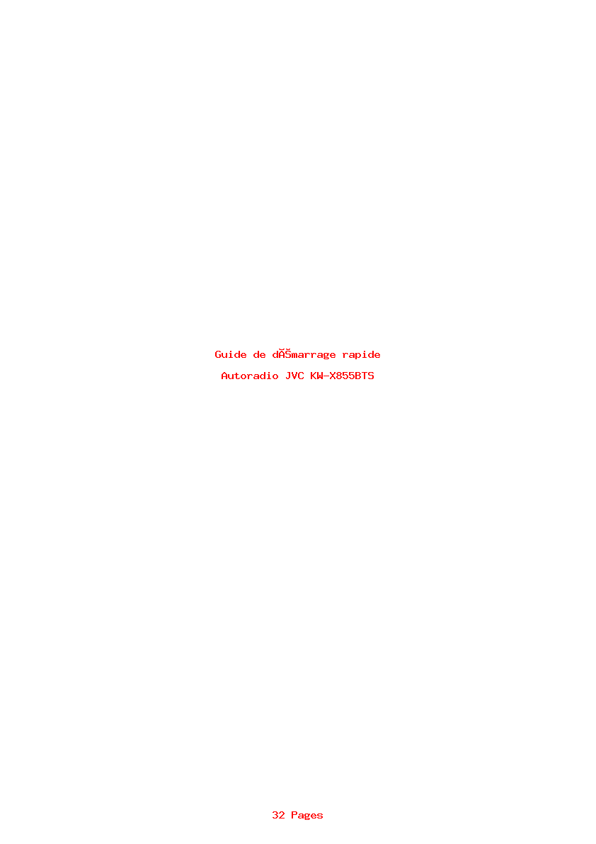 Page 1 de la notice Guide de démarrage rapide JVC KW-X855BTS