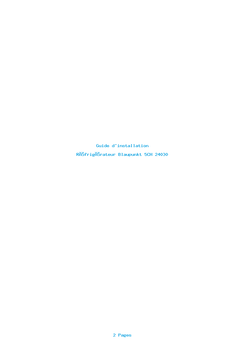 Page 1 de la notice Guide d'installation Blaupunkt 5CH 24030