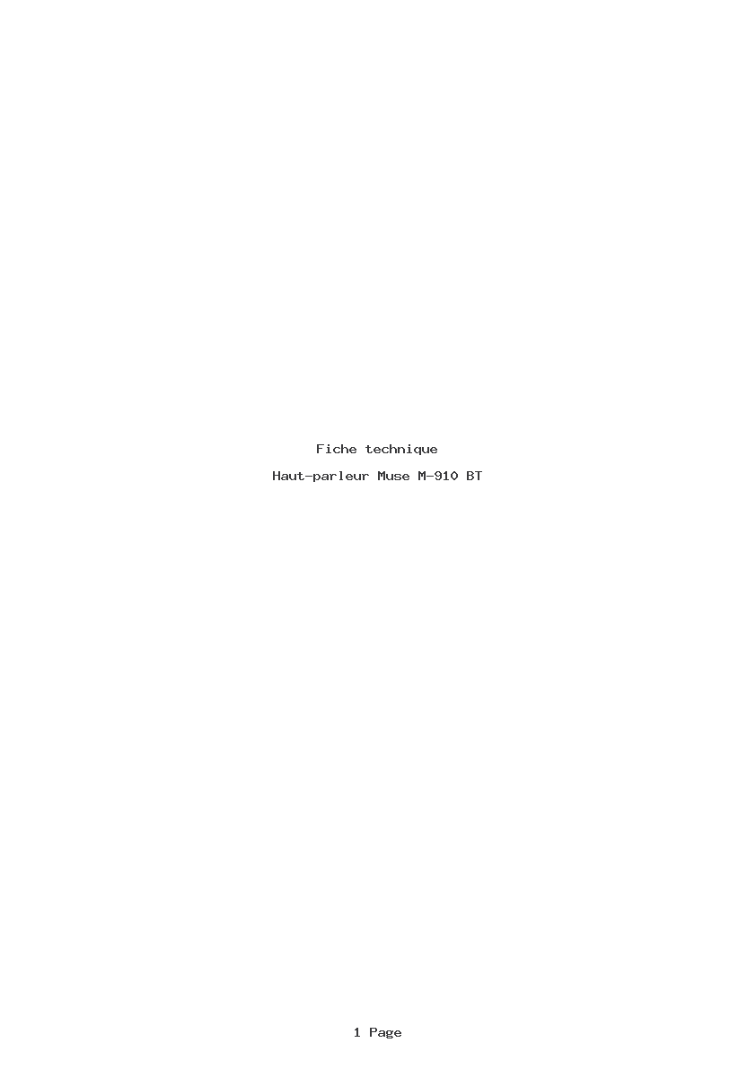 Page 1 de la notice Fiche technique Muse M-910 BT