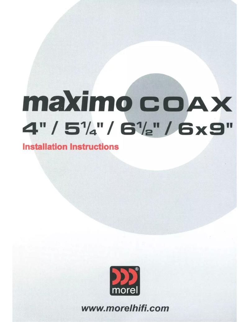 Page 1 of the manual User Manual Morel Maximo Coax 6